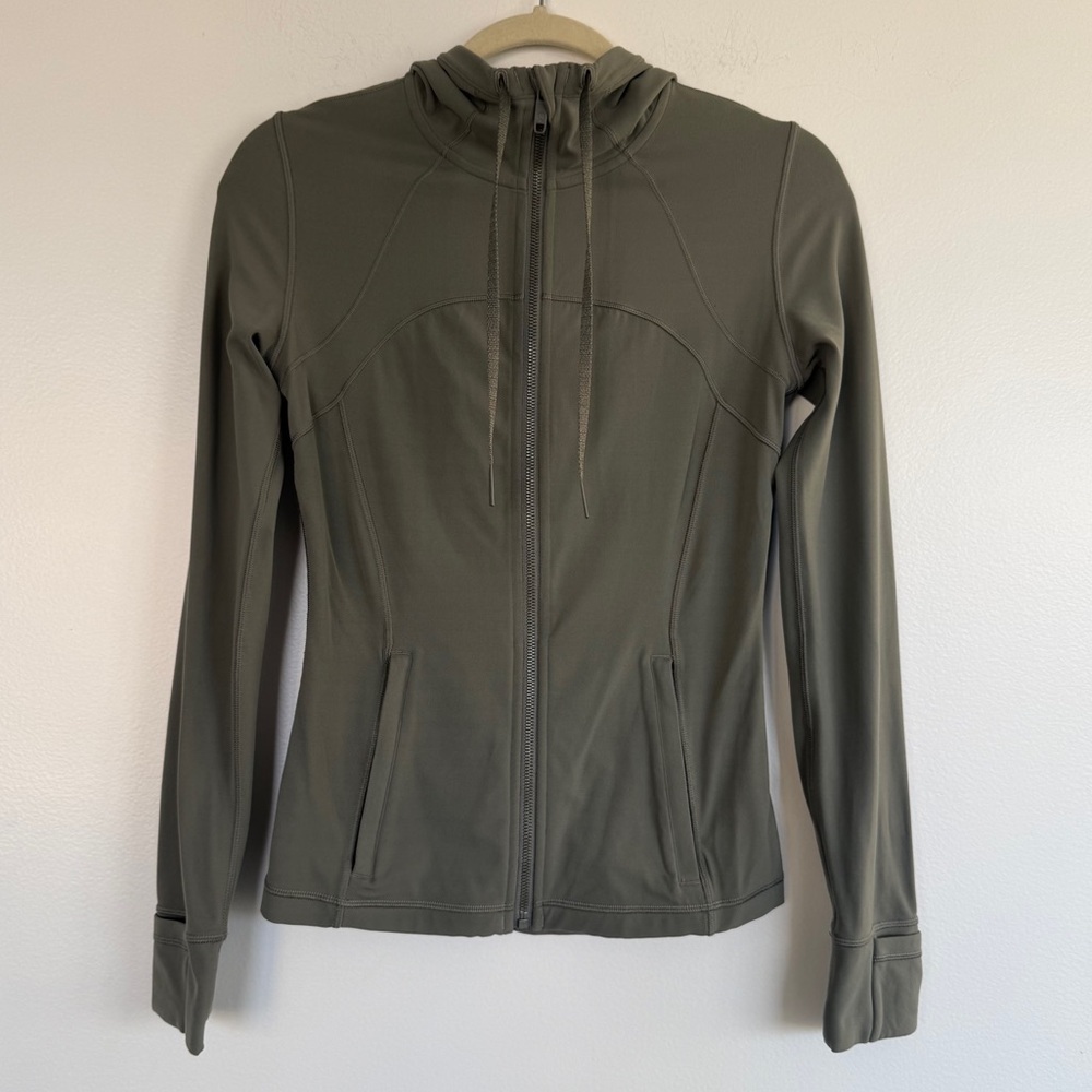 Lululemon Define Full Zip Hooded Olive Green Women's Jacket, Sz. 6